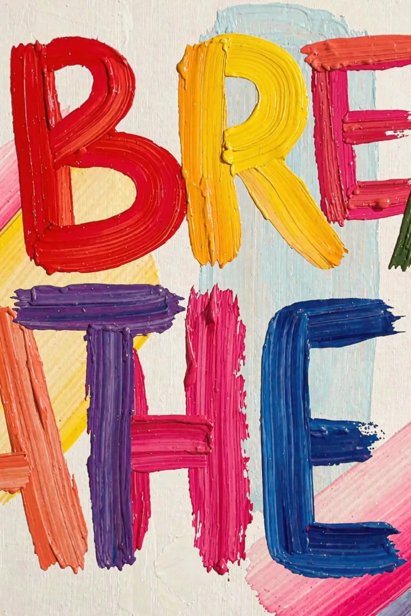 Bold multicolored acrylic letters spelling