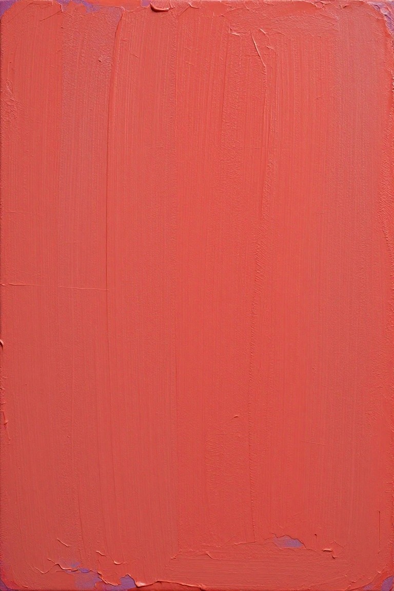 Textured red painted canvas with visible vertical brushstrokes and thick impasto paint